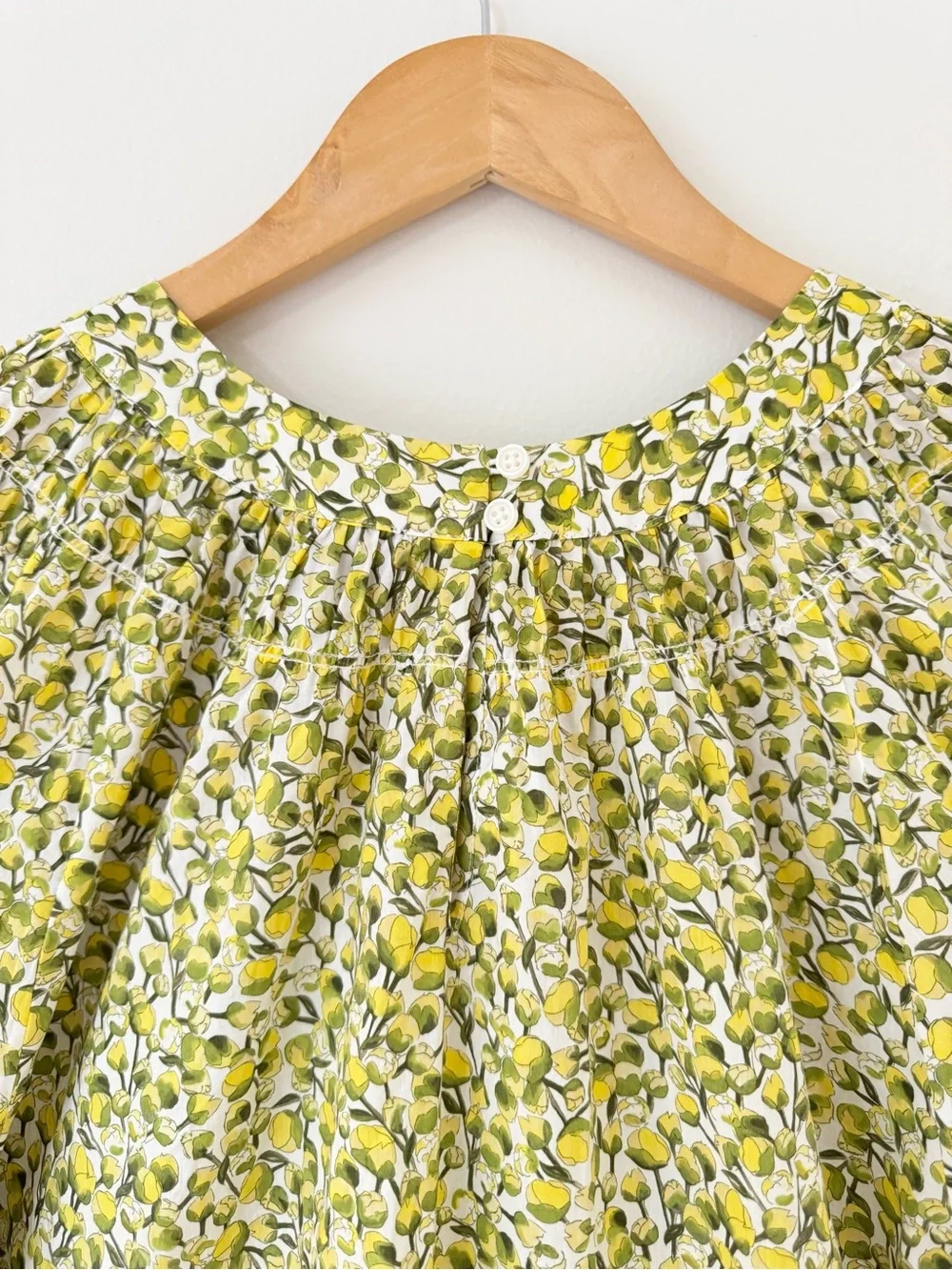 J. Crew High-neck Puff-sleeve Smock Top in Liberty Eliza's Yellow Fabric, Size L